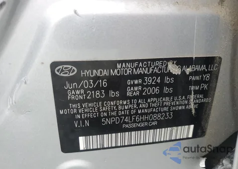 2017 Hyundai Elantra Se from USA, damaged, VIN 5NPD74LF6HH088233